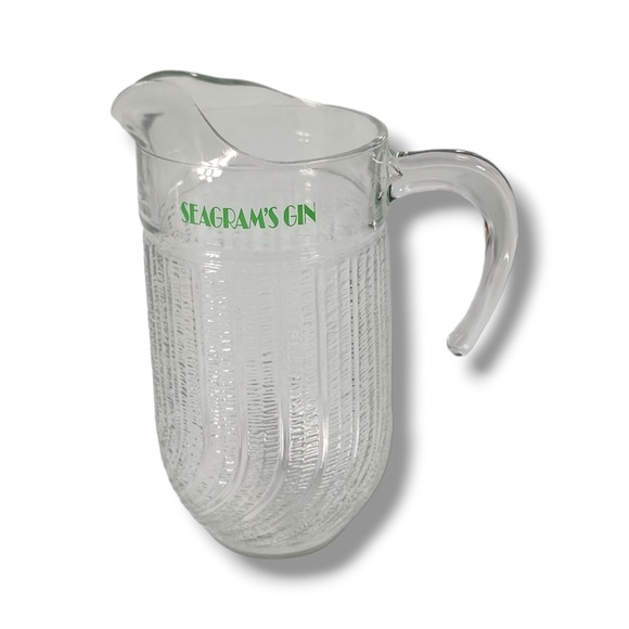 Other - Seagram's Gin Clear Glass Large 10" Beverage Pitcher‎ Ribbed Swirl